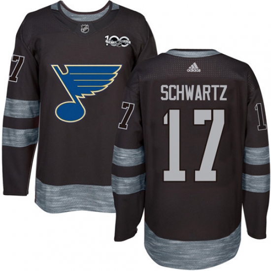 Men's Adidas St. Louis Blues 17 Jaden Schwartz Authentic Black 1917-2017 100th Anniversary NHL Jersey