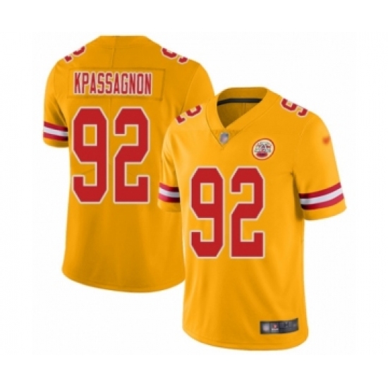 Men's Kansas City Chiefs 92 Tanoh Kpassagnon Limited Gold Inverted Legend Football Jersey