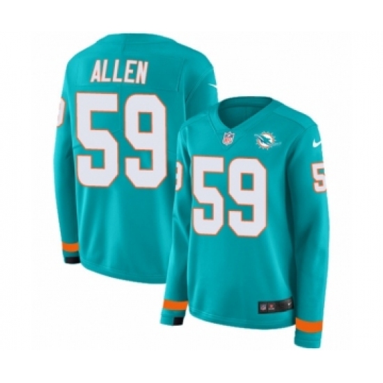 Women's Nike Miami Dolphins 59 Chase Allen Limited Aqua Therma Long Sleeve NFL Jersey