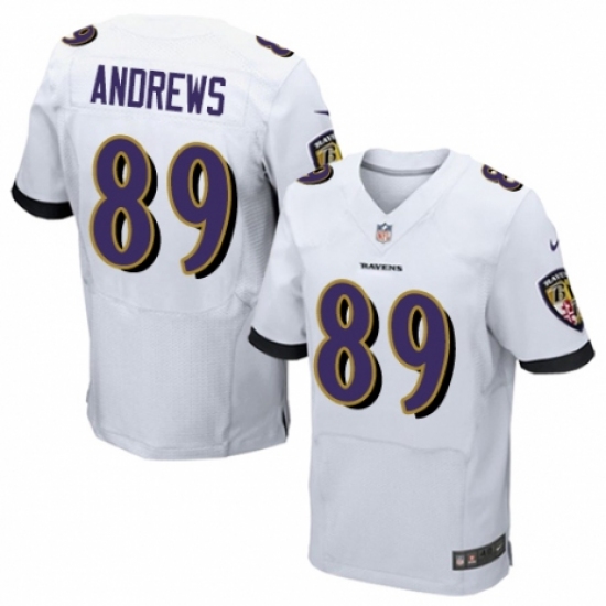 Men's Nike Baltimore Ravens 89 Mark Andrews Elite White NFL Jersey