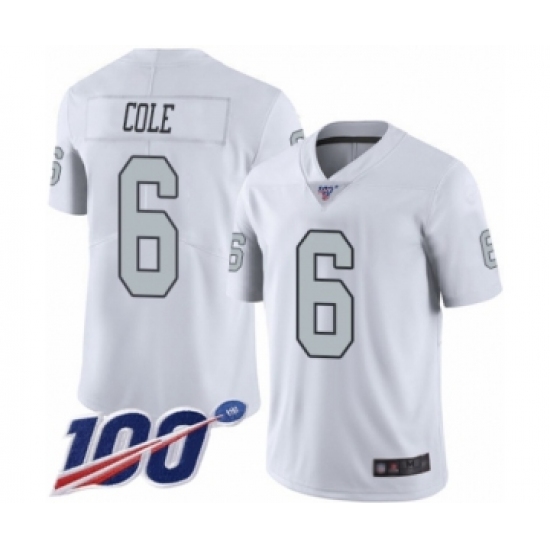 Youth Oakland Raiders 6 A.J. Cole Limited White Rush Vapor Untouchable 100th Season Football Jersey