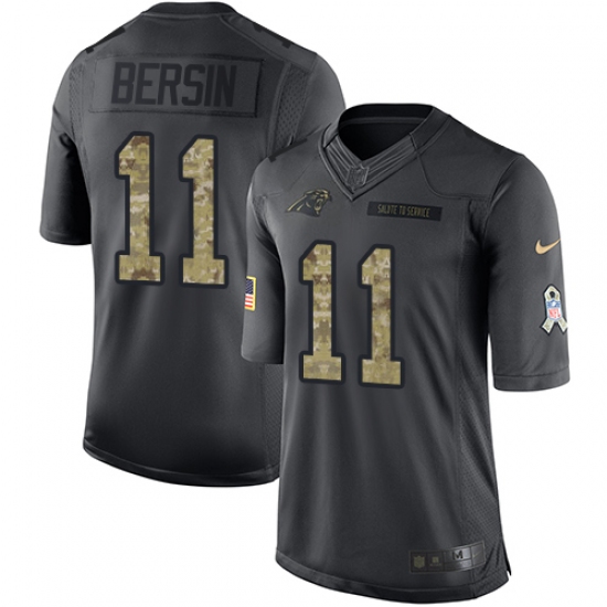 Youth Nike Carolina Panthers 11 Brenton Bersin Limited Black 2016 Salute to Service NFL Jersey