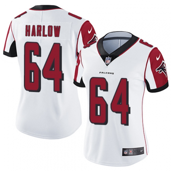 Women's Nike Atlanta Falcons 64 Sean Harlow White Vapor Untouchable Limited Player NFL Jersey