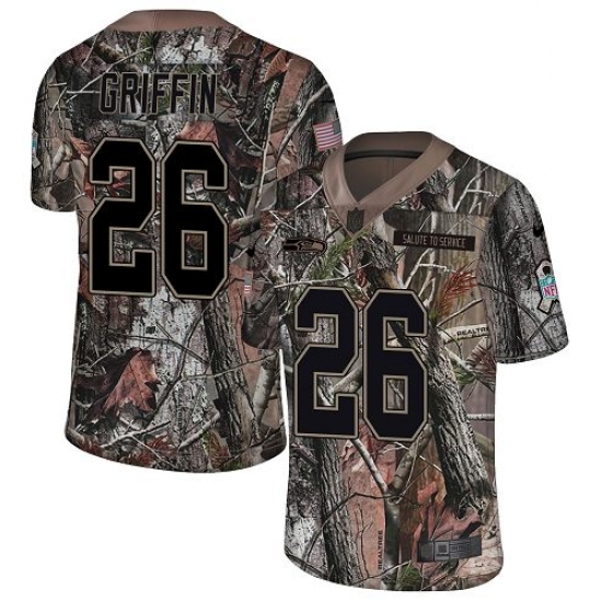 Men's Nike Seattle Seahawks 26 Shaquill Griffin Limited Camo Rush Realtree NFL Jersey