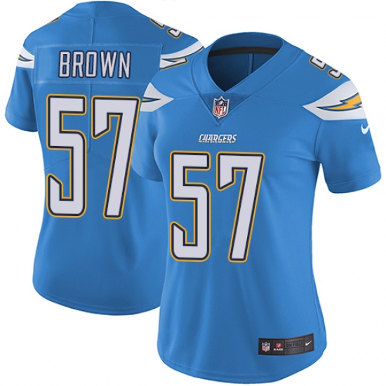 Women's Nike Los Angeles Chargers 57 Jatavis Brown Elite Electric Blue Alternate NFL Jersey