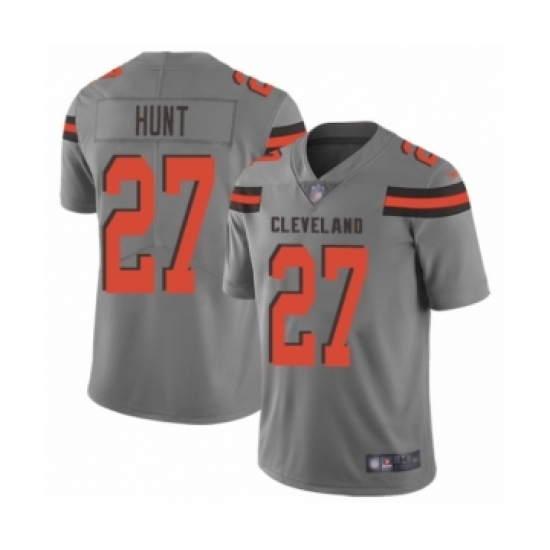 Women's Cleveland Browns 27 Kareem Hunt Limited Gray Inverted Legend Football Jersey