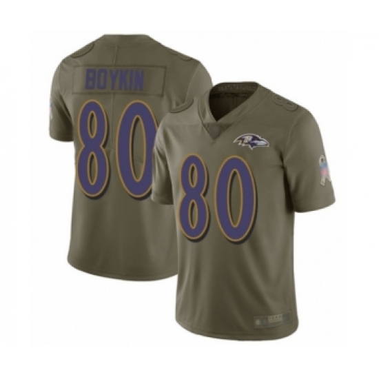 Youth Baltimore Ravens 80 Miles Boykin Limited Olive 2017 Salute to Service Football Jersey