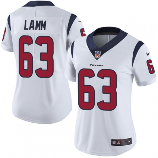 Women's Nike Houston Texans 63 Kendall Lamm White Vapor Untouchable Elite Player NFL Jersey