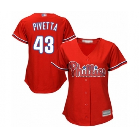 Women's Philadelphia Phillies 43 Nick Pivetta Authentic Red Alternate Cool Base Baseball Player Jersey