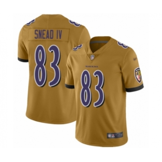 Youth Baltimore Ravens 83 Willie Snead IV Limited Gold Inverted Legend Football Jersey