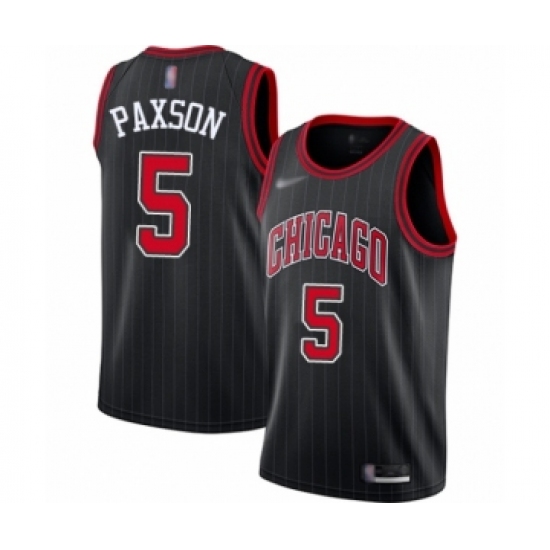 Men's Chicago Bulls 5 John Paxson Authentic Black Finished Basketball Jersey - Statement Edition