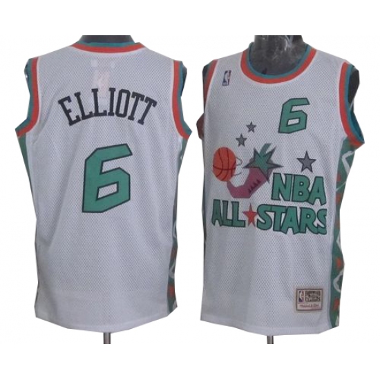 Men's Mitchell and Ness San Antonio Spurs 6 Sean Elliott Authentic White 1996 All Star Throwback NBA Jersey