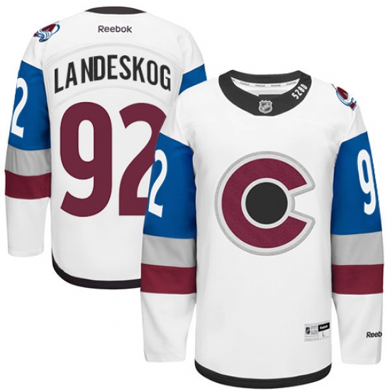 Men's Reebok Colorado Avalanche 92 Gabriel Landeskog Authentic White 2016 Stadium Series NHL Jersey