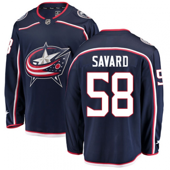 Men's Columbus Blue Jackets 58 David Savard Fanatics Branded Navy Blue Home Breakaway NHL Jersey