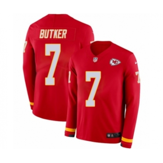 Men's Nike Kansas City Chiefs 7 Harrison Butker Limited Red Therma Long Sleeve NFL Jersey