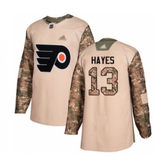 Men's Philadelphia Flyers 13 Kevin Hayes Authentic Camo Veterans Day Practice Hockey Jersey