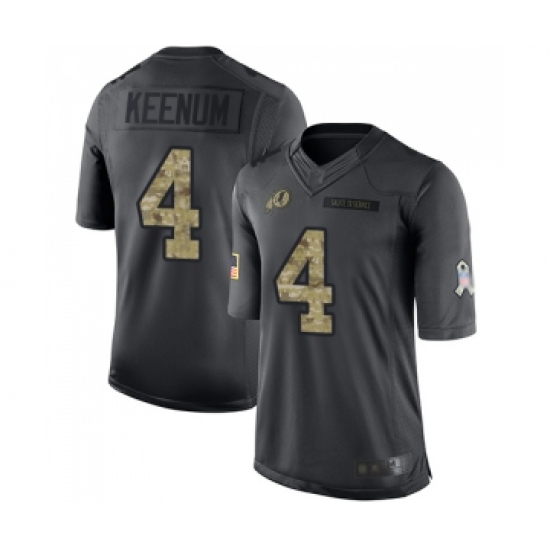 Men's Washington Redskins 4 Case Keenum Limited Black 2016 Salute to Service Football Jerseys