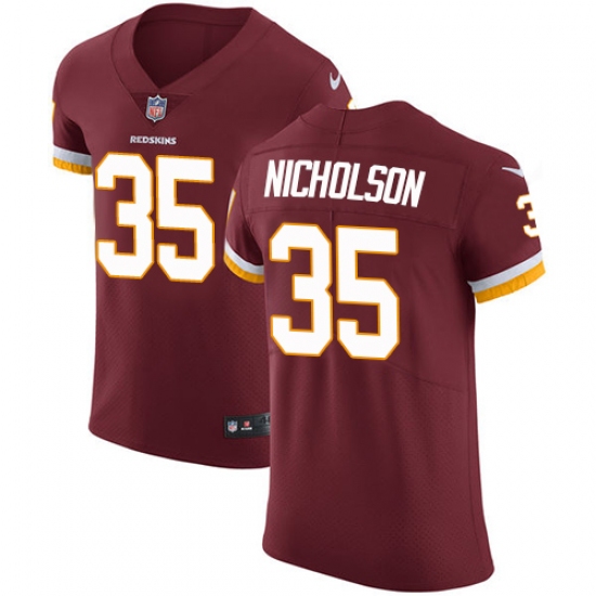 Men's Nike Washington Redskins 35 Montae Nicholson Elite Burgundy Red Team Color NFL Jersey