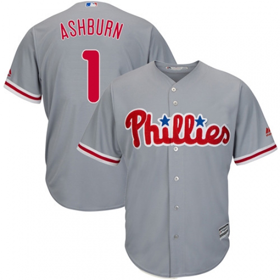 Youth Majestic Philadelphia Phillies 1 Richie Ashburn Replica Grey Road Cool Base MLB Jersey