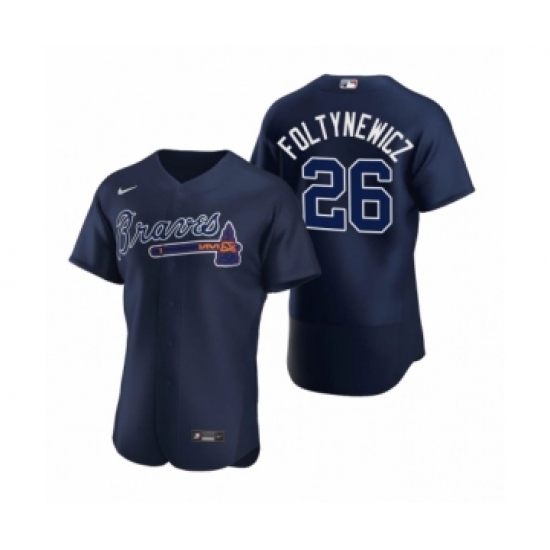 Men's Atlanta Braves 26 Mike Foltynewicz Nike Navy Authentic 2020 Alternate Jersey