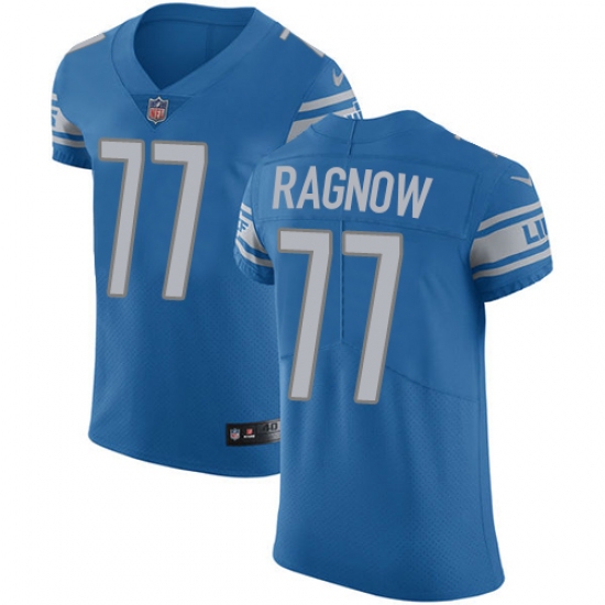 Men's Nike Detroit Lions 77 Frank Ragnow Blue Team Color Vapor Untouchable Elite Player NFL Jersey