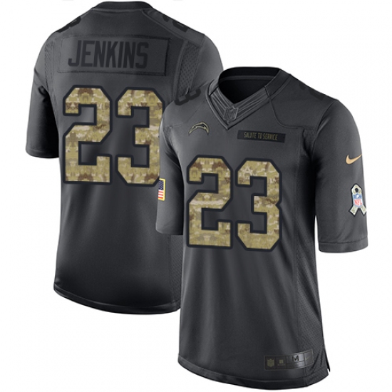 Men's Nike Los Angeles Chargers 23 Rayshawn Jenkins Limited Black 2016 Salute to Service NFL Jersey