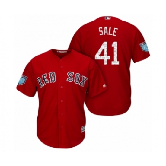 Men's Boston Red Sox 41 Chris Sale Majestic Scarlet 2018 Spring Training Cool Base Jersey