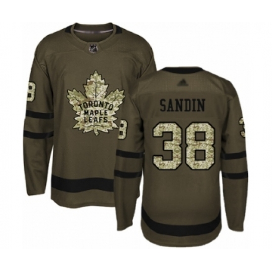 Men's Toronto Maple Leafs 38 Rasmus Sandin Authentic Green Salute to Service Hockey Jersey