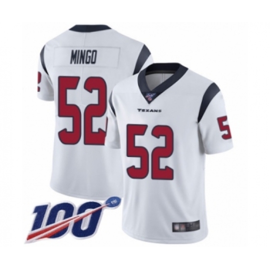 Men's Houston Texans 52 Barkevious Mingo White Vapor Untouchable Limited Player 100th Season Football Jersey