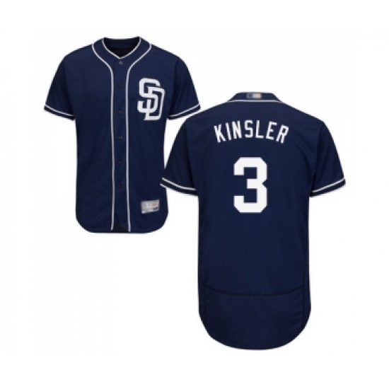 Men's San Diego Padres 3 Ian Kinsler Navy Blue Alternate Flex Base Authentic Collection Baseball Jersey