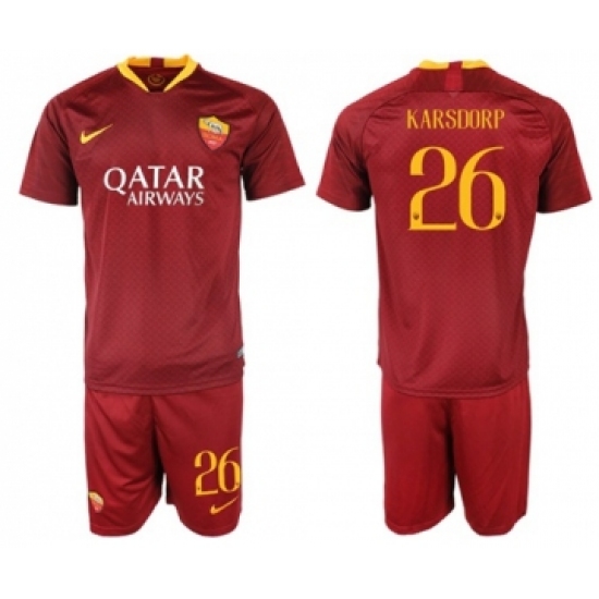 Roma 26 Karsdorp Red Home Soccer Club Jersey