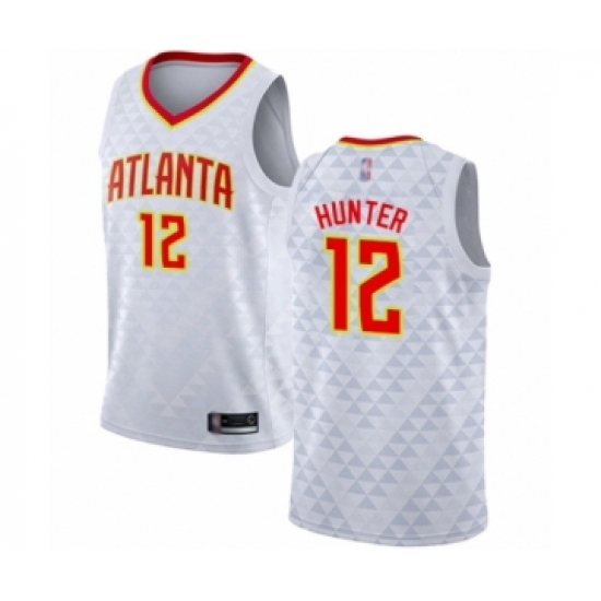 Women's Atlanta Hawks 12 De'Andre Hunter Authentic White Basketball Jersey - Association Edition