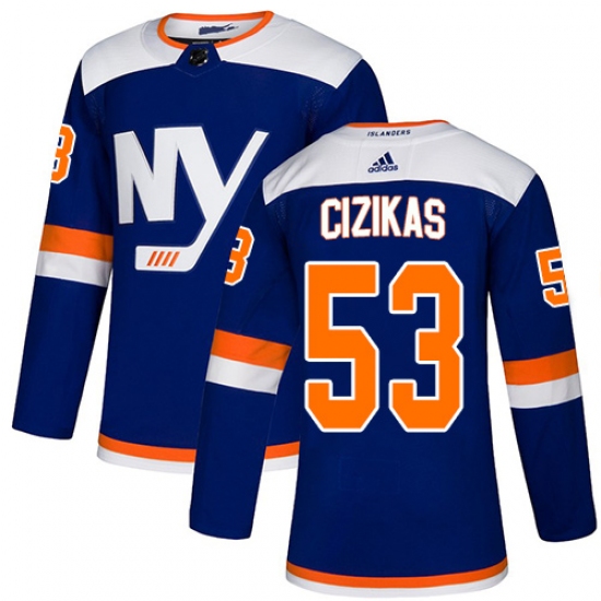 Youth Adidas New York Islanders 53 Casey Cizikas Premier Blue Alternate NHL Jersey