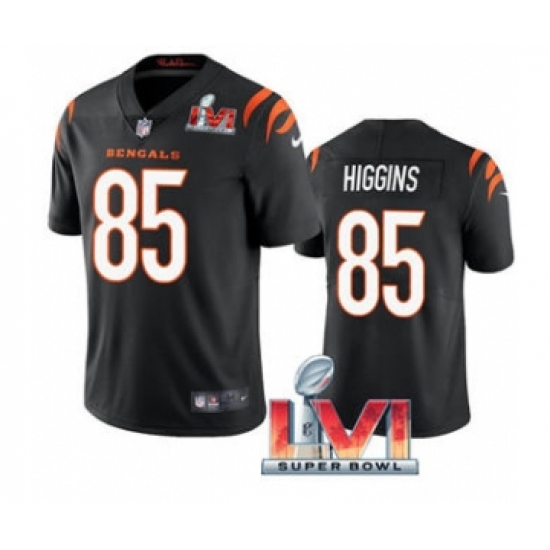 Men's Cincinnati Bengals 85 Tee Higgins Black 2022 Super Bowl LVI Vapor Limited Stitched Jersey