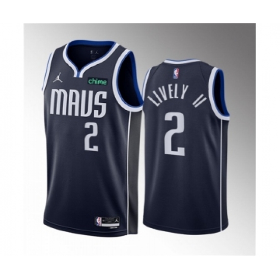 Men's Dallas Mavericks 2 Dereck Lively II Navy 2023 Draft Statement Edition Stitched Basketball Jersey