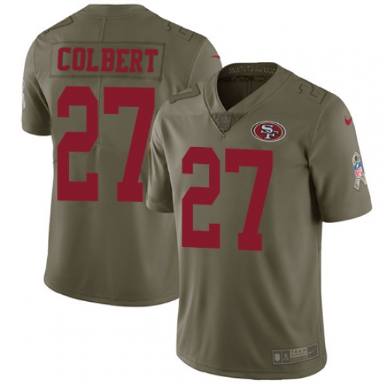 Men's Nike San Francisco 49ers 27 Adrian Colbert Limited Olive 2017 Salute to Service NFL Jersey