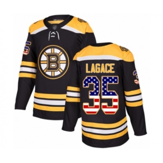 Youth Boston Bruins 35 Maxime Lagace Authentic Black USA Flag Fashion Hockey Jersey