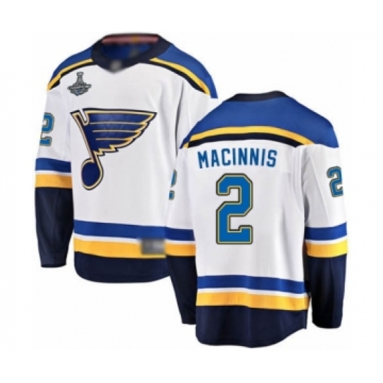 Youth St. Louis Blues 2 Al Macinnis Fanatics Branded White Away Breakaway 2019 Stanley Cup Champions Hockey Jersey
