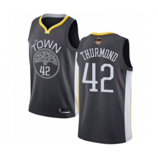 Men's Golden State Warriors 42 Nate Thurmond Swingman Black 2019 Basketball Finals Bound Basketball Jersey - Statement Edition