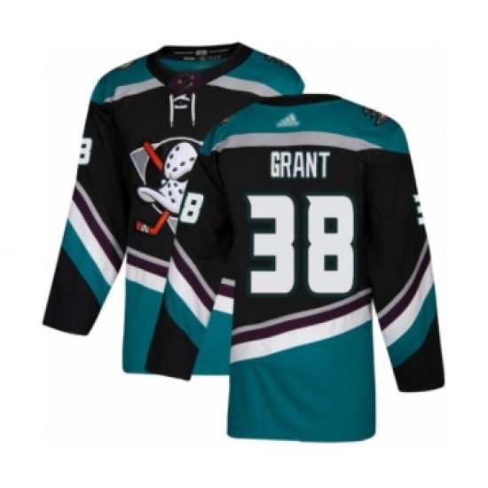 Youth Anaheim Ducks 38 Derek Grant Authentic Black Teal Alternate Hockey Jersey