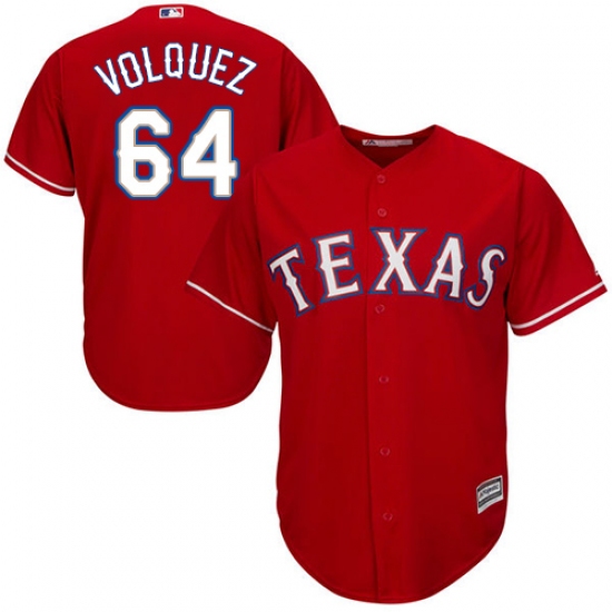 Youth Majestic Texas Rangers 64 Edinson Volquez Replica Red Alternate Cool Base MLB Jersey