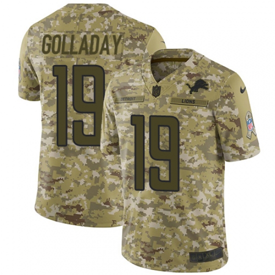 Youth Nike Detroit Lions 19 Kenny Golladay Limited Camo 2018 Salute to Service NFL Jersey