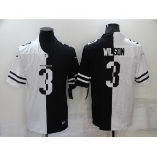 Men's Nike Denver Broncos 3 Russell Wilson Black And White Split Vapor Untouchable Limited Jersey