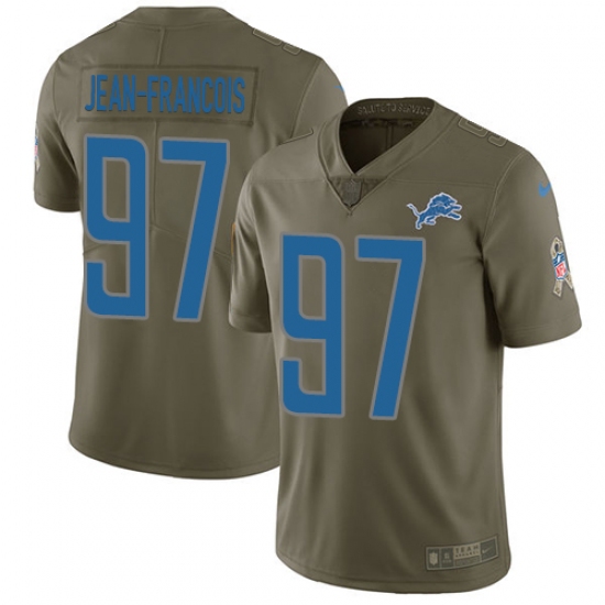 Men's Nike Detroit Lions 97 Ricky Jean Francois Limited Olive 2017 Salute to Service NFL Jersey