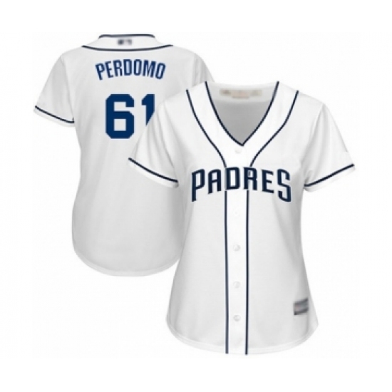 Women's San Diego Padres 61 Luis Perdomo Authentic White Home Cool Base Baseball Player Jersey