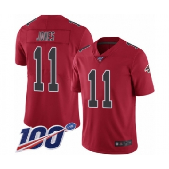 Men's Atlanta Falcons 11 Julio Jones Limited Red Rush Vapor Untouchable 100th Season Football Jersey