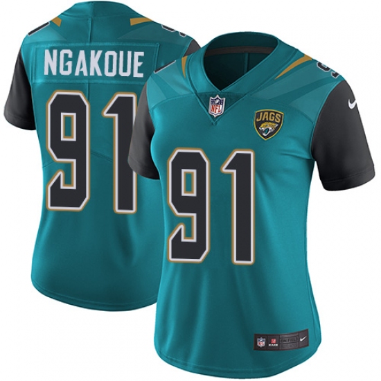 Women's Nike Jacksonville Jaguars 91 Yannick Ngakoue Teal Green Team Color Vapor Untouchable Limited Player NFL Jersey