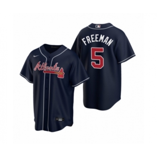 Men's Atlanta Braves 5 Freddie Freeman Nike Navy 2020 Replica Alternate Jersey