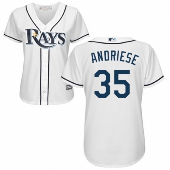 Women's Majestic Tampa Bay Rays 35 Matt Andriese Replica White Home Cool Base MLB Jersey