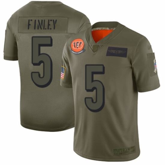 Men's Cincinnati Bengals 5 Ryan Finley Limited Camo 2019 Salute to Service Football Jersey